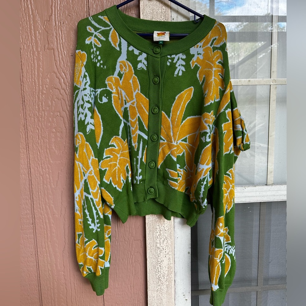 Farm Rio Green Leaf Foilage Knit Cardigan - Picture 2 of 4